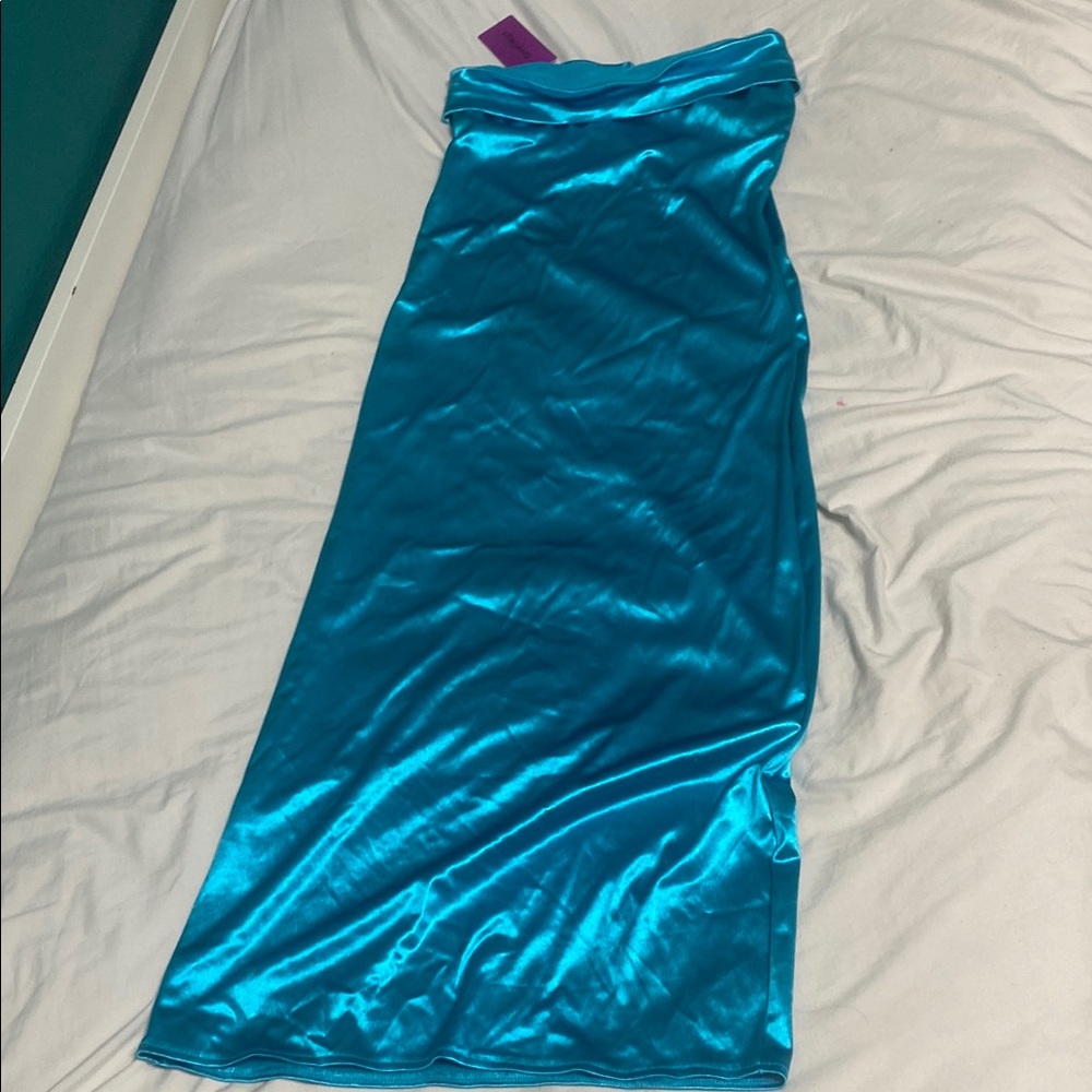 Elegant Blue Satin Dress
